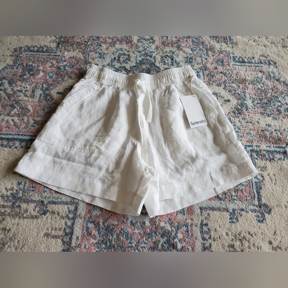 New Splendid Becka 100% Linen Shorts In White Classic Boho Summer Size S Beach - Picture 7 of 16